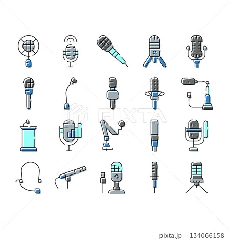 Set diverse microphones for audio recording and broadcast Set diverse microphones for audio recording and broadcast 134066158