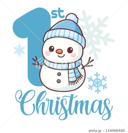 My First Christmas snowman for boy, with number and snowflakes My First Christmas snowman for boy, with number and snowflakes 134066480
