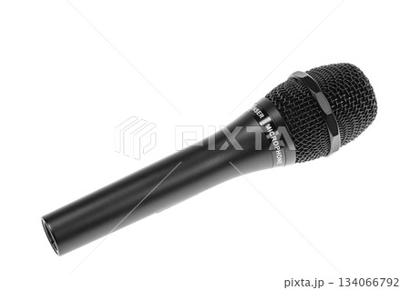 Black wireless condenser microphone isolated on white background 134066792