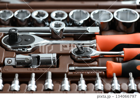 Professional work tools set for technicians in a box Professional work tools set for technicians in a box 134066797