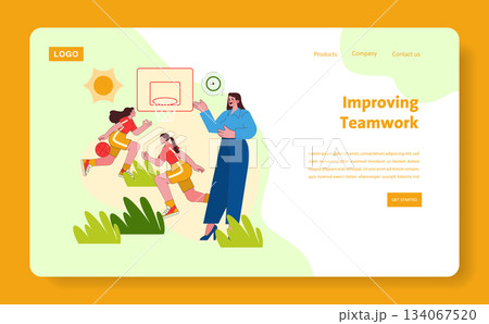Vector illustration of a coach guiding two young basketball players during practice. The players are actively engaged in shooting and dribbling under the coach’s supervision. Vector illustration of a coach guiding two young basketball players during practice. The players are actively engaged in shooting and dribbling under the coach’s supervision. 134067520
