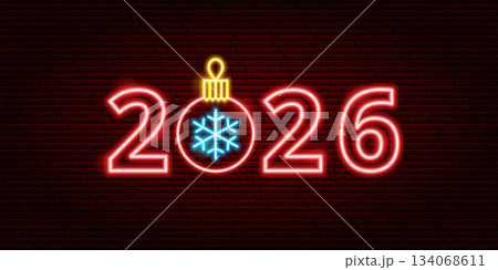 2026 Year Red Neon 2026 Year Red Neon 134068611