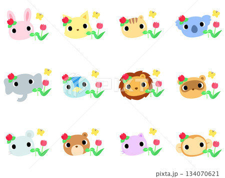動物の顔　アイコンセット　チューリップ 134070621