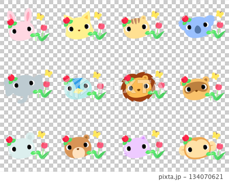 動物の顔　アイコンセット　チューリップ 134070621