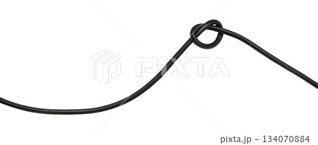 Black waved belt with knot isolated on white 134070884