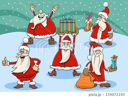 happy cartoon Santa characters group on Christmas time 134072193