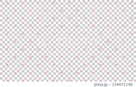 ハートが入ったピンクのひし形のゆるくカーブしたジグザグする格子柄 134072199