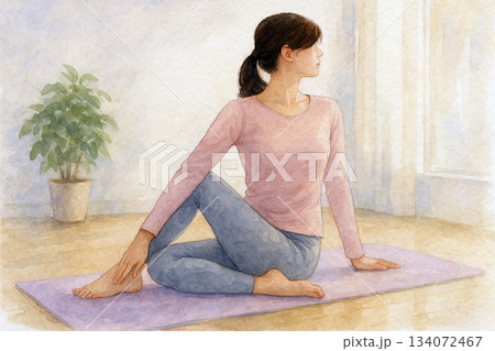 冬の静かなヨガ時間 134072467