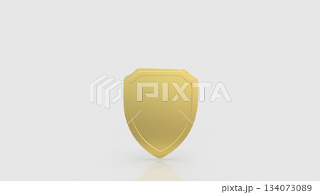 Golden Security Shield Protection Symbol 3d render. 134073089