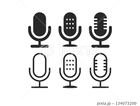 Microphone vector simple icons set stock...のイラスト素材 [134073200] - PIXTA