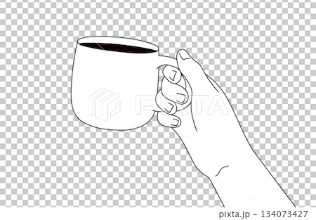 Illustration material of a hand holding a cup Illustration material of a hand holding a cup 134073427