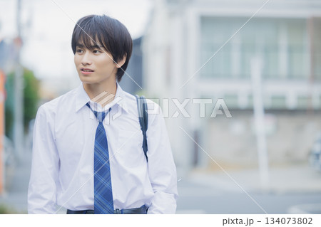 屋外を歩く男子校生 屋外を歩く男子校生 134073802