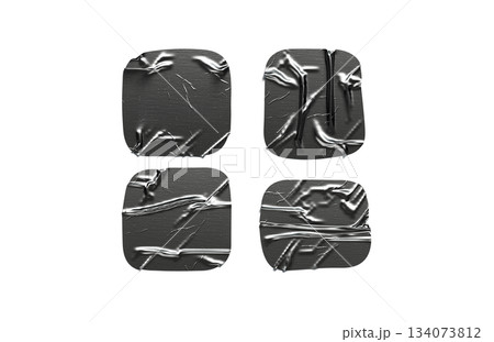 Blank black square adhesive crumpled tape mockup set, top view Blank black square adhesive crumpled tape mockup set, top view 134073812