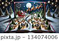 クリスマスの立体アート　サンタが町にやってきた 134074006