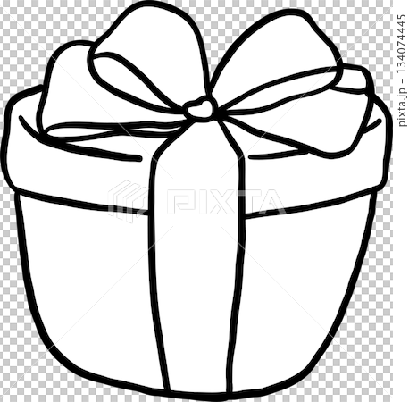 Simple Gift Box with Festive Ribbon Bow Outline Hand Drawn Simple Gift Box with Festive Ribbon Bow Outline Hand Drawn 134074445