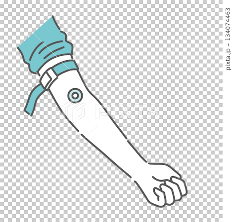 Arm with a hemostatic patch (bandage) applied after blood collection Arm with a hemostatic patch (bandage) applied after blood collection 134074463