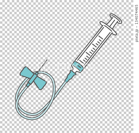 Illustration material of a butterfly needle (dragonfly needle) and syringe (infusion/blood collection) 134074465
