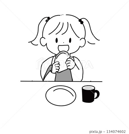 食パンを食べる女の子のイラスト 食パンを食べる女の子のイラスト 134074602