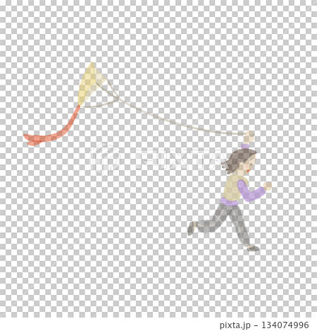 小孩放風箏的插圖 134074996