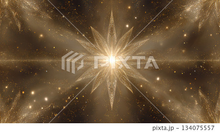 黄金に輝く神聖なスターと光の放射アート 134075557