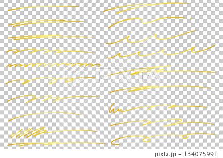 金色の手描きの文字の下の線 アンダーラインセット ベクター 金色の手描きの文字の下の線 アンダーラインセット ベクター 134075991