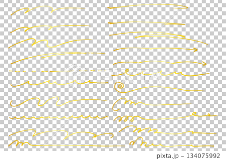 Gold hand-drawn lettering underline set vector Gold hand-drawn lettering underline set vector 134075992