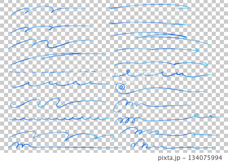 青色の手描きの文字の下の線 アンダーラインセット ベクター 青色の手描きの文字の下の線 アンダーラインセット ベクター 134075994