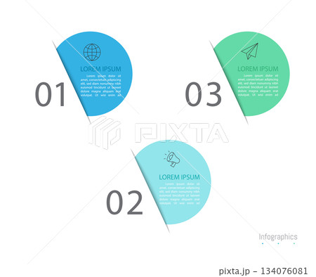 Infographic 3 options design elements for your business data. Vector Illustration. 134076081
