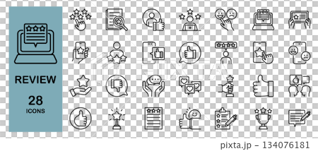 レビュー・口コミ・評価などのラインアイコンセット 134076181