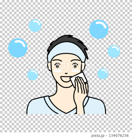 美容液で肌を整える男性のイラスト 134076236