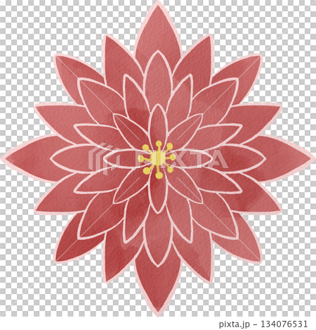 水彩風の赤い花のイラスト 134076531