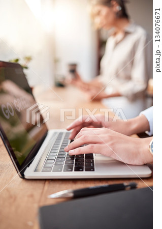 Cafe hands, laptop typing and woman review small business report, research statistics or customer experience feedback. Restaurant store, coffee shop and morning person work on hospitality insight Cafe hands, laptop typing and woman review small business report, research statistics or customer experience feedback. Restaurant store, coffee shop and morning person work on hospitality insight 134076671