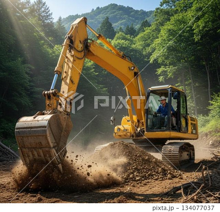 建設現場の作業員 134077037