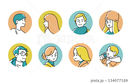 若い男女の表情アイコンセット 134077189
