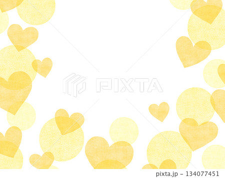 黄色のハートと丸の模様のイラスト背景 134077451