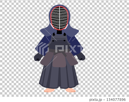 剣道着を着て正面を向いているイラスト 134077896