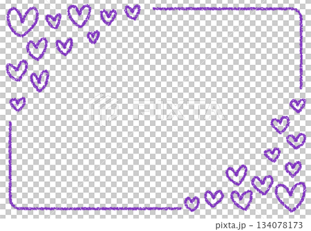 手描きのクレヨン素材　背景　ハートのフレーム　カード 134078173