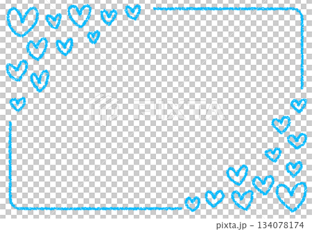 手描きのクレヨン素材　背景　ハートのフレーム　カード 134078174