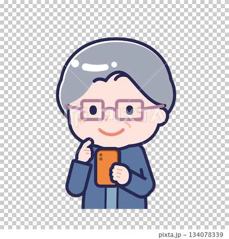 A "senior" woman in casual clothes using a smartphone 134078339