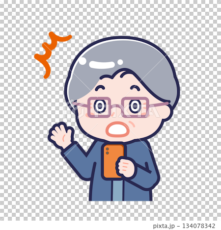 A "senior" woman in casual clothes using a smartphone 134078342