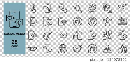 ソーシャルメディア　ラインアイコンセット 134078592