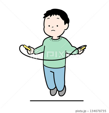 縄跳びする跳んでるこども 134078735