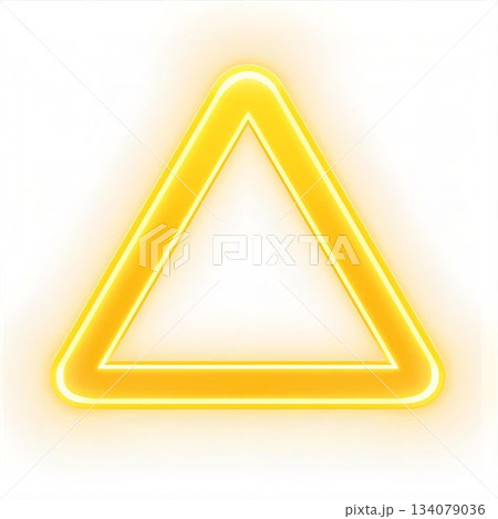 輝くイエローの警告標識 134079036