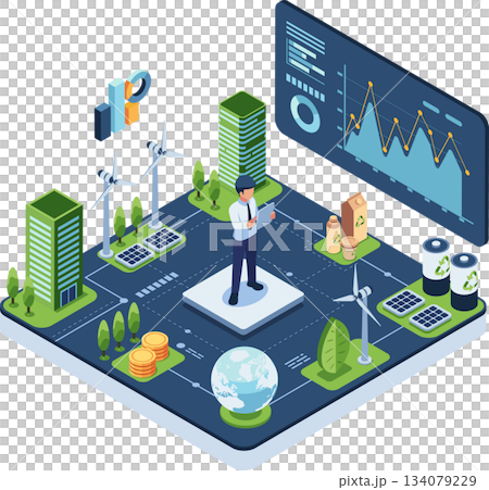 Isometric Investor Planning Sustainable Asset Strategy 134079229