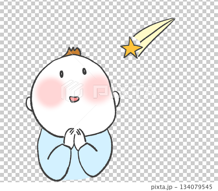 一個男孩對著流星許願 134079545