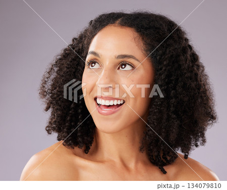 Skincare, beauty and happy woman in a studio with a self care, natural and facial treatment. Happiness, smile and female model from Mexico with a cosmetic face routine isolated by a gray background. Skincare, beauty and happy woman in a studio with a self care, natural and facial treatment. Happiness, smile and female model from Mexico with a cosmetic face routine isolated by a gray background. 134079810