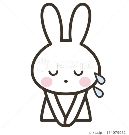 謝るかわいいうさぎのキャラクターの上半身イラスト 謝るかわいいうさぎのキャラクターの上半身イラスト 134079981