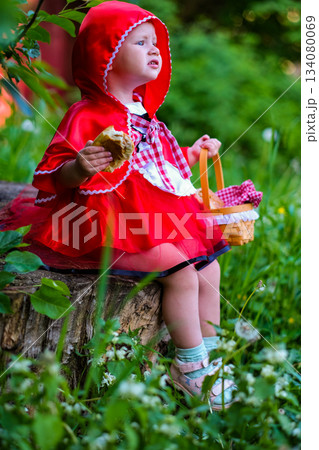 Little Red Riding Hood, the beloved character from the famous fairy tale 134080069