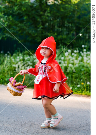 Little Red Riding Hood, the beloved character from the famous fairy tale 134080071