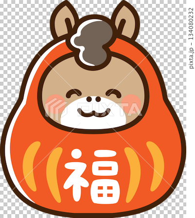 にっこり笑った午のだるま 134080232